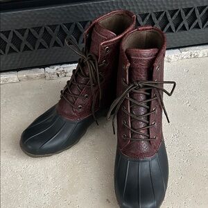 Sperry Men's Maroon and Black Rain Boots